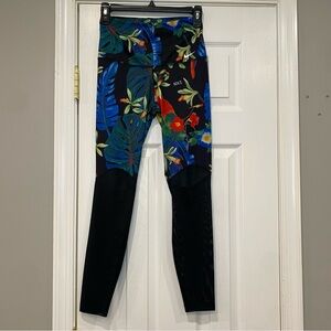 Nike Womens 7/8 Running Tight Lush Print Tropical Floral Mesh Womens Small Black
